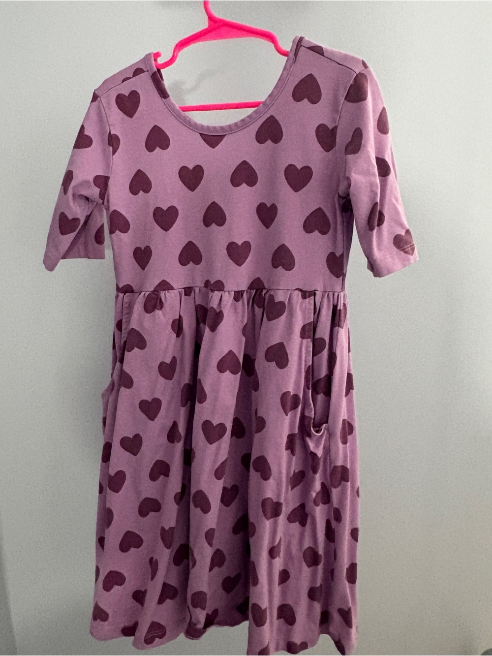 Hanna Andersson Lilac Dress with Dark Purple Heart Print